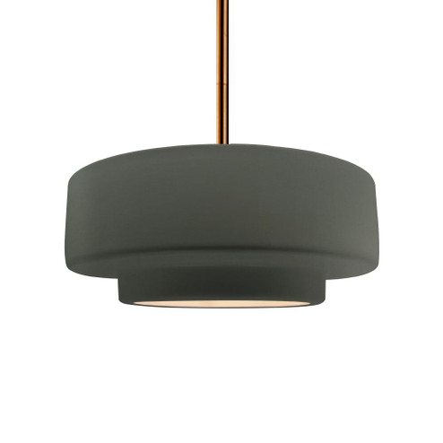 Medium Tier 1-Light Pendant (254|CER-6543-PWGN-BRSS-RIGID)