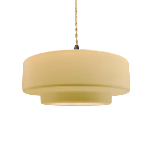Medium Tier 1-Light Pendant (254|CER-6543-MYLW-MBLK-BEIG-TWST-LED1-700)