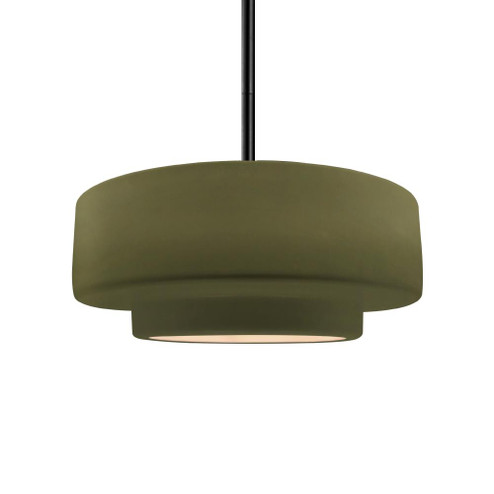 Medium Tier 1-Light Pendant (254|CER-6543-MGRN-MBLK-RIGID-LED1-700)