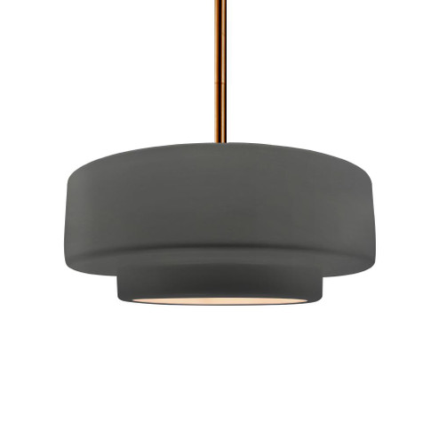 Medium Tier 1-Light Pendant (254|CER-6543-GRY-BRSS-RIGID-LED1-700)