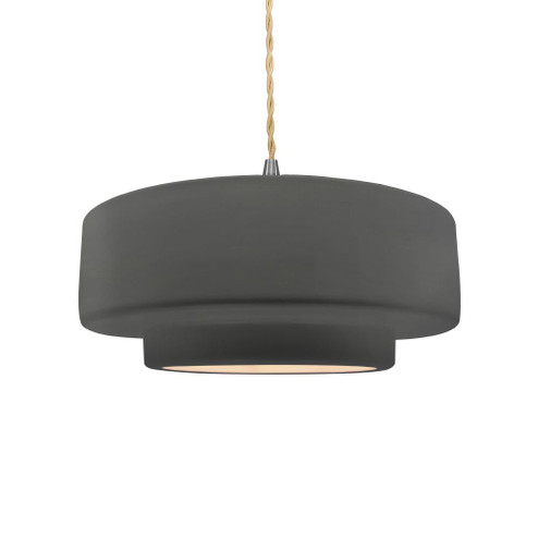 Medium Tier 1-Light Pendant (254|CER-6543-GRY-NCKL-BEIG-TWST)