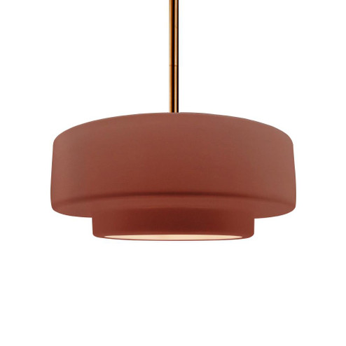 Medium Tier 1-Light Pendant (254|CER-6543-CLAY-BRSS-RIGID-LED1-700)