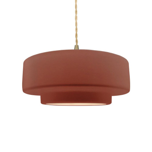 Medium Tier 1-Light Pendant (254|CER-6543-CLAY-BRSS-BEIG-TWST-LED1-700)