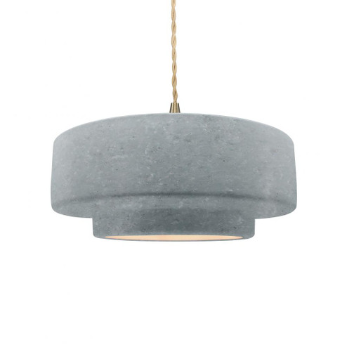 Medium Tier 1-Light Pendant (254|CER-6543-CONC-BRSS-BEIG-TWST)