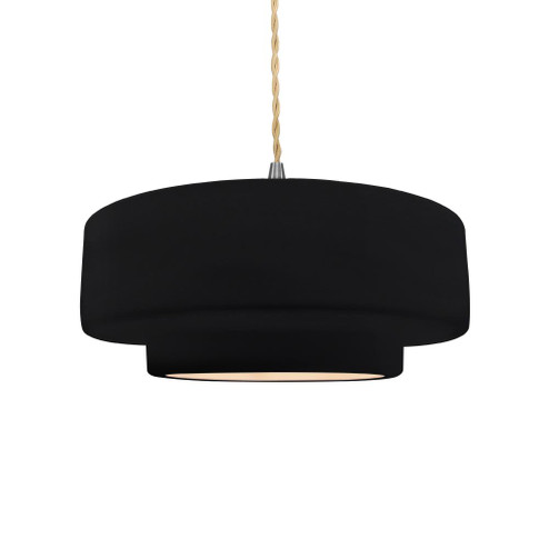 Medium Tier 1-Light Pendant (254|CER-6543-BLK-NCKL-BEIG-TWST-LED1-700)