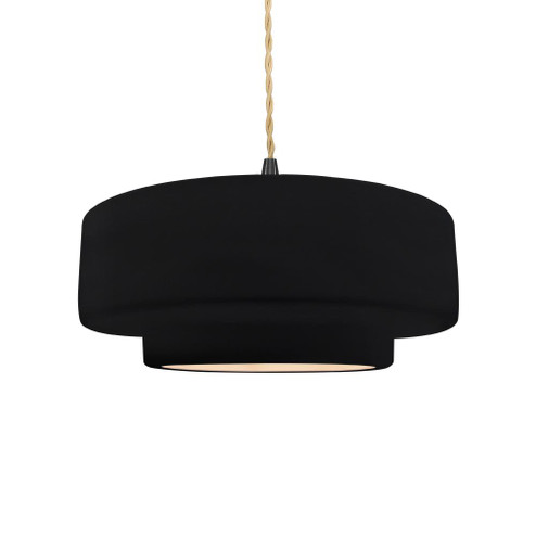 Medium Tier 1-Light Pendant (254|CER-6543-BLK-MBLK-BEIG-TWST-LED1-700)
