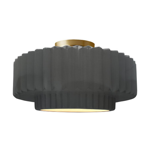 Large Tier Pleated Semi-Flush (254|CER-6375-GRY-BRSS-LED1-700) Large Tier Pleated Semi-Flush (254|CER-6375-GRY-BRSS-LED1-700)