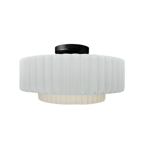 Medium Tier Pleated Semi-Flush (254|CER-6373-WHT-MBLK-LED1-700)