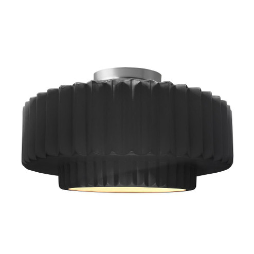 Large Tier Pleated Semi-Flush (254|CER-6375-BLK-NCKL)