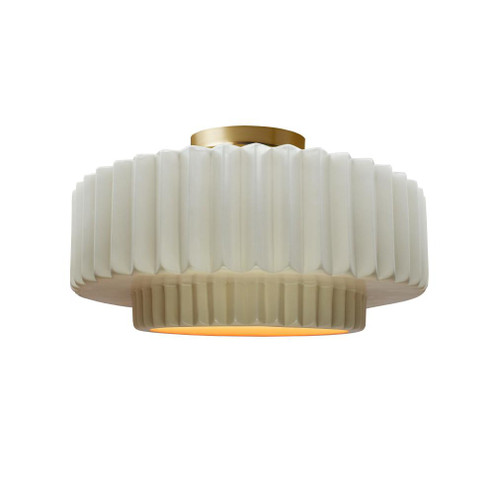 Medium Tier Pleated Semi-Flush (254|CER-6373-MTGD-BRSS-LED1-700)