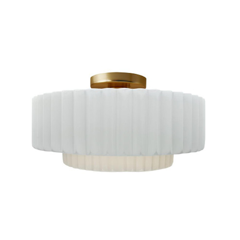 Medium Tier Pleated Semi-Flush (254|CER-6373-WHT-BRSS)