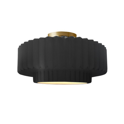Medium Tier Pleated Semi-Flush (254|CER-6373-CRB-BRSS-LED1-700)