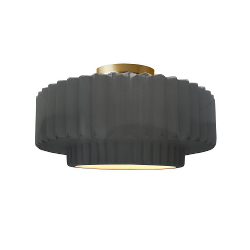 Medium Tier Pleated Semi-Flush (254|CER-6373-GRY-BRSS)