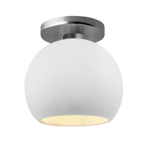 Medium Globe Semi-Flush (254|CER-6353-WHT-NCKL)