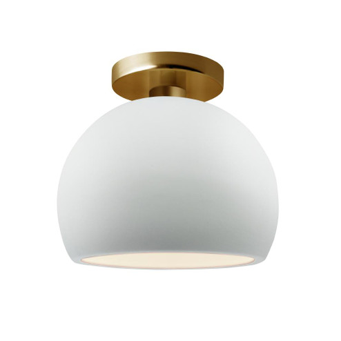 Small Globe Semi-Flush (254|CER-6350-WHT-BRSS)