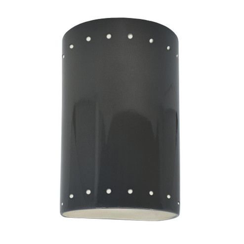 Small LED Cylinder w/ Perfs - Closed Top (Outdoor) (254|CER-0990W-GRY-LED1-1000)