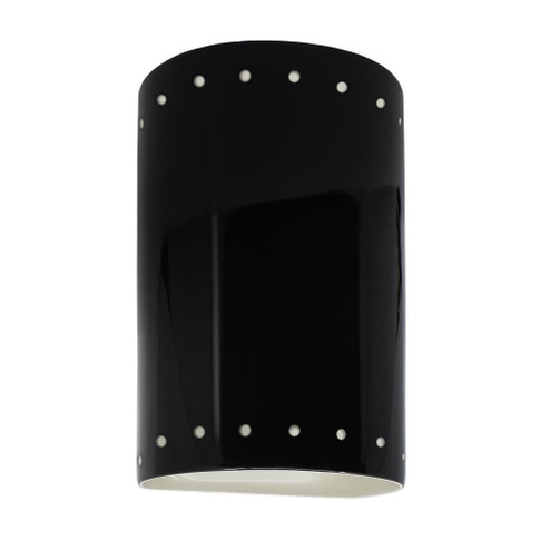 Small LED Cylinder w/ Perfs - Closed Top (Outdoor) (254|CER-0990W-BKMT-LED1-1000)