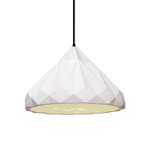 Geometric 1-Light LED Pendant (254|CER-6450-WHT-MBLK-BKCD-LED1-700)