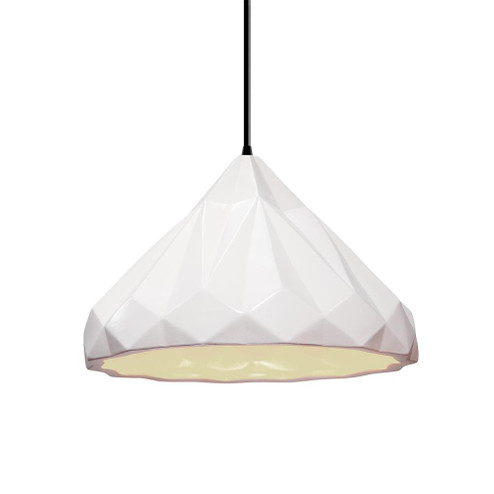 Geometric 1-Light Pendant (254|CER-6450-WHT-MBLK-BKCD)