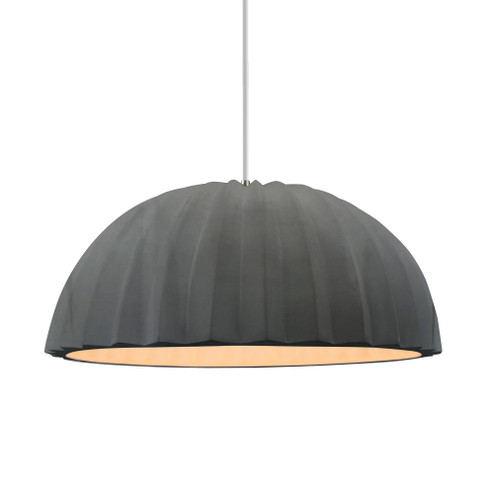Pleated Dome 1-Light Pendant (254|CER-6633-GRY-NCKL-WTCD-LED1-700)