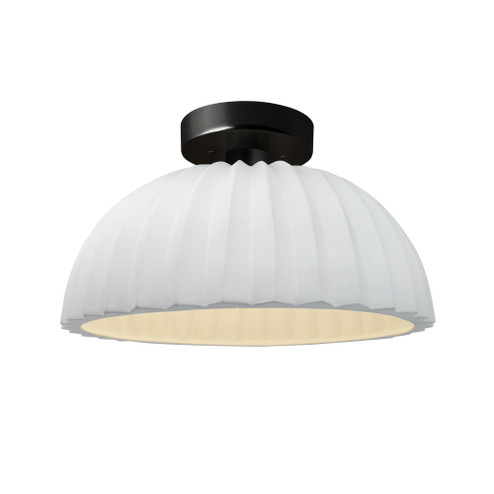 Pleated Dome Semi-Flush (254|CER-6623-WHT-MBLK-LED1-700)
