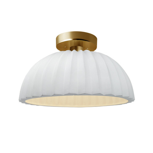 Pleated Dome Semi-Flush (254|CER-6623-WHT-BRSS-LED1-700)