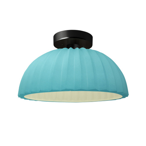 Pleated Dome Semi-Flush (254|CER-6623-RFPL-MBLK-LED1-700)