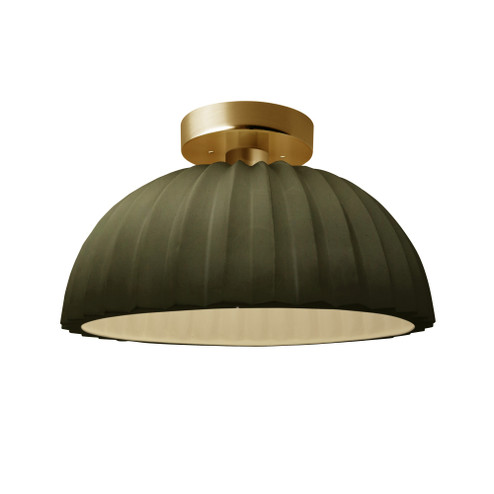 Pleated Dome Semi-Flush (254|CER-6623-MGRN-BRSS)