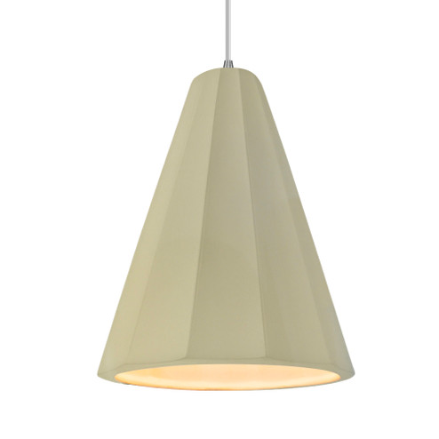 Tall Fluted 1-Light Pendant (254|CER-6607-VAN-NCKL-WTCD)