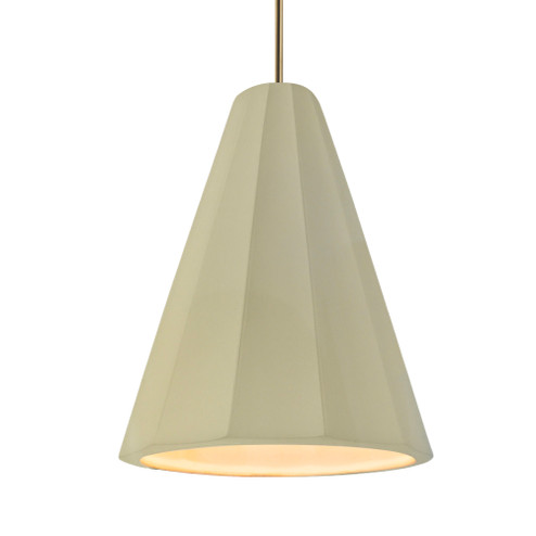 Tall Fluted 1-Light Pendant (254|CER-6607-VAN-ABRS-RIGID)