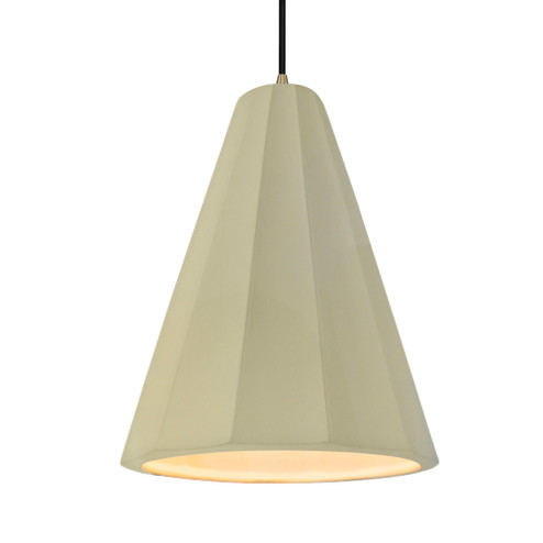 Tall Fluted 1-Light Pendant (254|CER-6607-VAN-ABRS-BKCD)