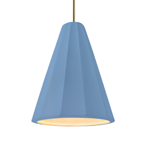 Tall Fluted 1-Light Pendant (254|CER-6607-SKBL-ABRS-RIGID)