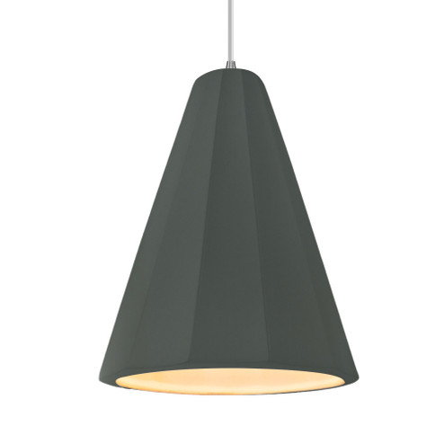 Tall Fluted 1-Light Pendant (254|CER-6607-PWGN-NCKL-WTCD-LED1-700)