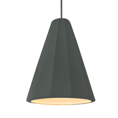 Tall Fluted 1-Light Pendant (254|CER-6607-PWGN-NCKL-RIGID)