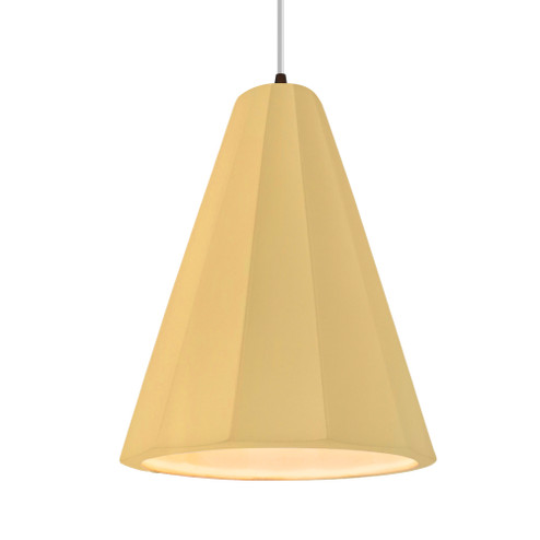Tall Fluted 1-Light Pendant (254|CER-6607-MYLW-DBRZ-WTCD)