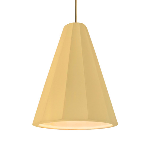 Tall Fluted 1-Light Pendant (254|CER-6607-MYLW-ABRS-RIGID-LED1-700)