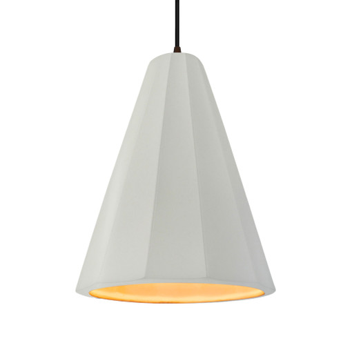 Tall Fluted 1-Light Pendant (254|CER-6607-MTGD-DBRZ-BKCD-LED1-700)