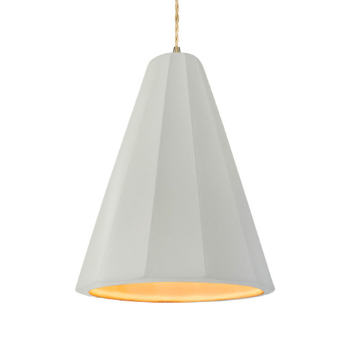 Tall Fluted 1-Light Pendant (254|CER-6607-MTGD-ABRS-BEIG-TWST)