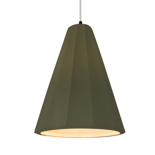 Tall Fluted 1-Light Pendant (254|CER-6607-MGRN-MBLK-WTCD-LED1-700)