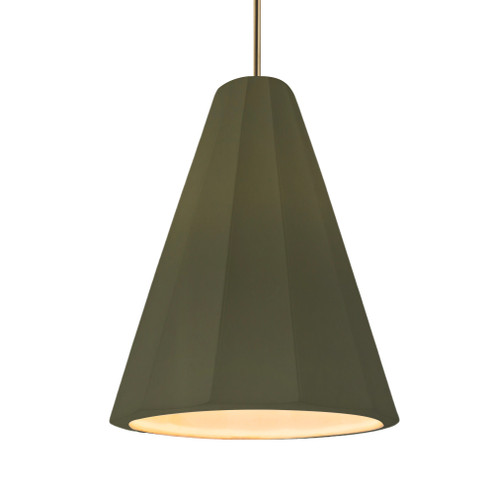 Tall Fluted 1-Light Pendant (254|CER-6607-MGRN-ABRS-RIGID-LED1-700)