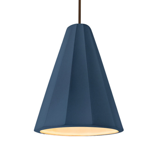 Tall Fluted 1-Light Pendant (254|CER-6607-MDMT-DBRZ-RIGID-LED1-700)