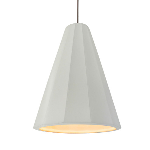 Tall Fluted 1-Light Pendant (254|CER-6607-MAT-NCKL-RIGID-LED1-700)