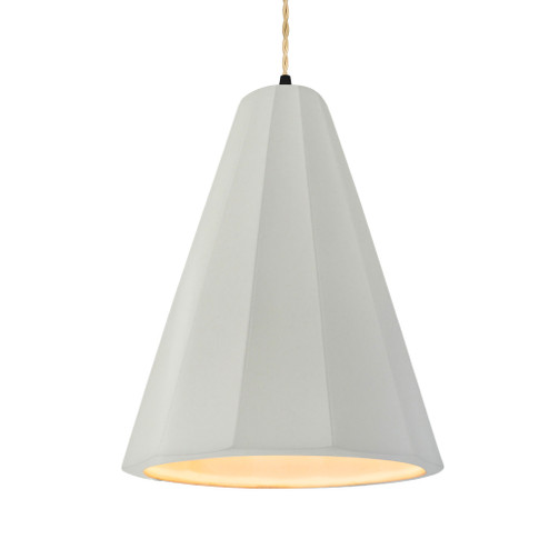Tall Fluted 1-Light Pendant (254|CER-6607-MAT-MBLK-BEIG-TWST-LED1-700)