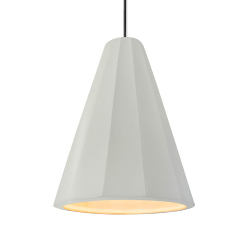 Tall Fluted 1-Light Pendant (254|CER-6607-MAT-CROM-RIGID-LED1-700)