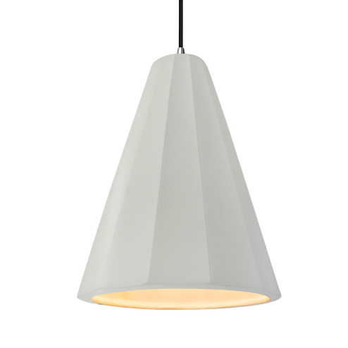 Tall Fluted 1-Light Pendant (254|CER-6607-MAT-CROM-BKCD-LED1-700)