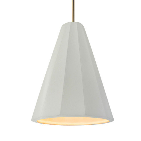 Tall Fluted 1-Light Pendant (254|CER-6607-MAT-ABRS-RIGID)