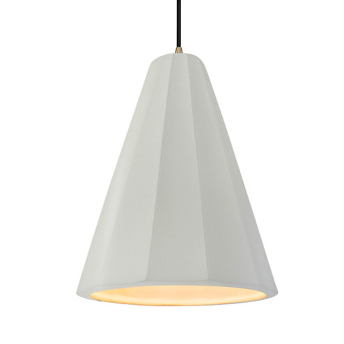 Tall Fluted 1-Light Pendant (254|CER-6607-MAT-ABRS-BKCD)