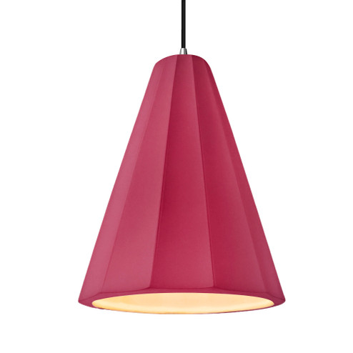 Tall Fluted 1-Light Pendant (254|CER-6607-CRSE-CROM-BKCD-LED1-700)