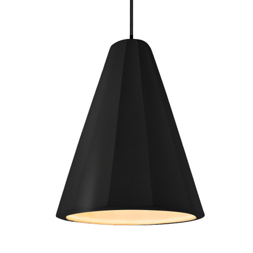 Tall Fluted 1-Light Pendant (254|CER-6607-CRB-MBLK-BKCD)