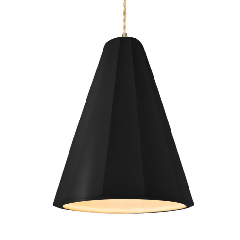Tall Fluted 1-Light Pendant (254|CER-6607-CRB-ABRS-BEIG-TWST)